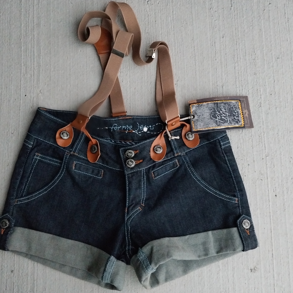 For Me Denim Shorts with Suspenders
